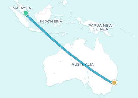 Drone corridor. Singapore → Sydney
