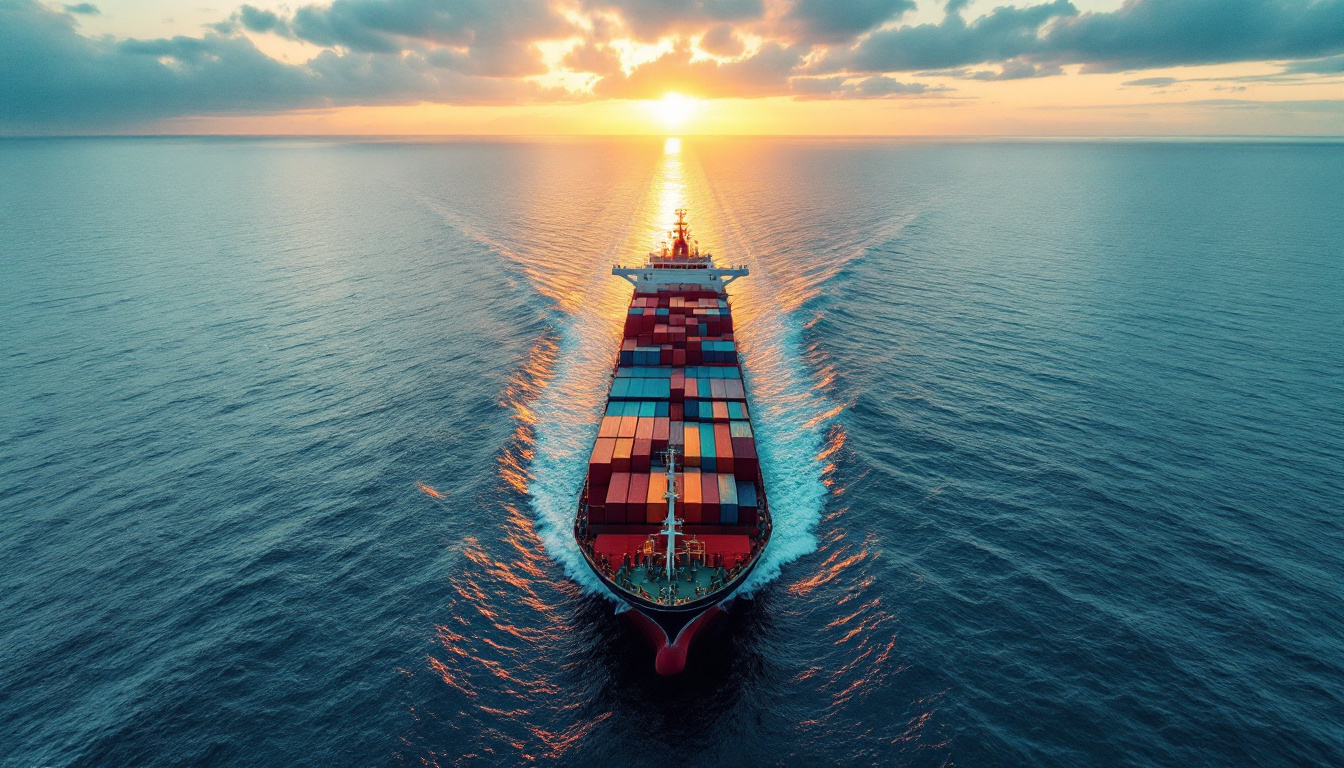 A cargo vessel crossing the open sea