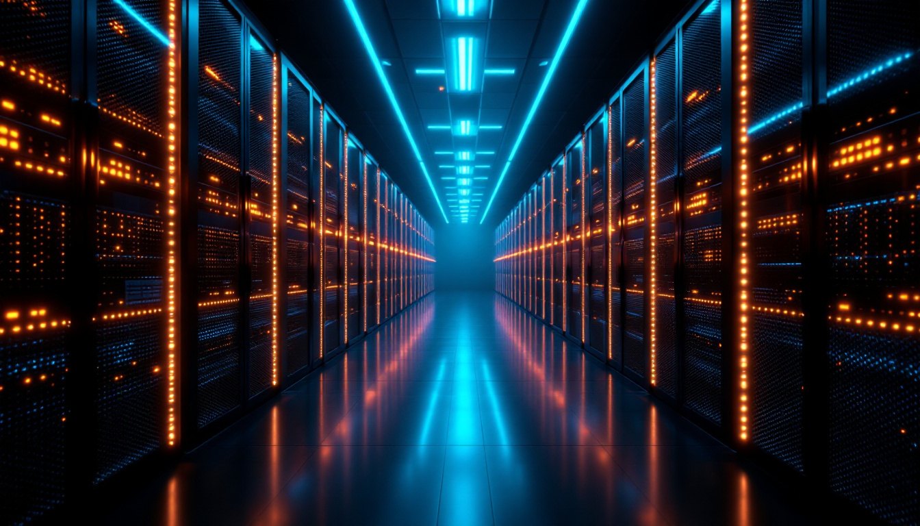Rows of servers in an Elara-Cortex data hall
